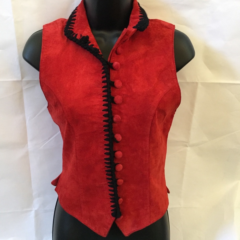 EREZ LEVY SIZE 4 RED LEATHER VEST